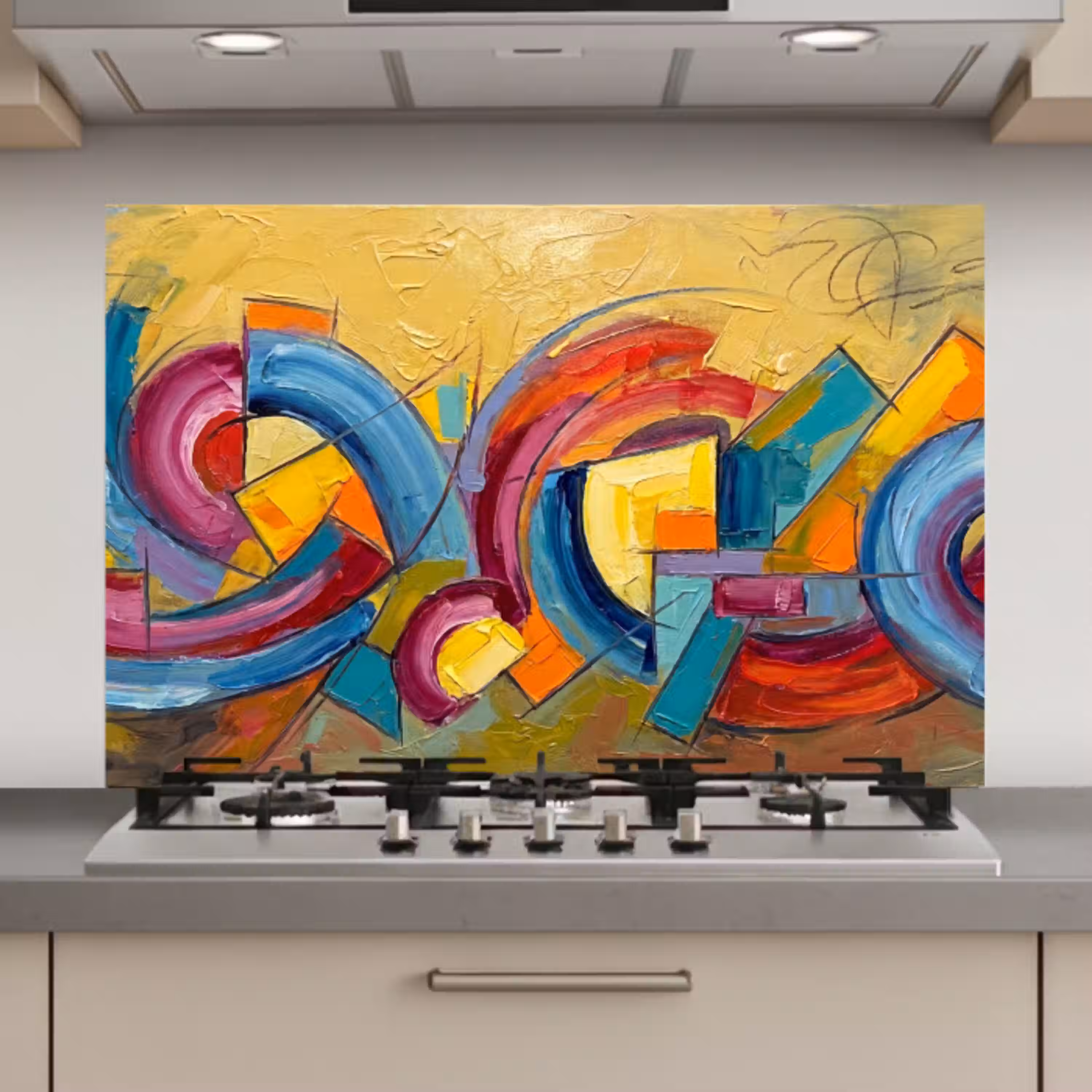 Abstract - Cirkels - Schilderij - Kleurrijk - Dynamisch keuken achterwand spatscherm klein -3d_website