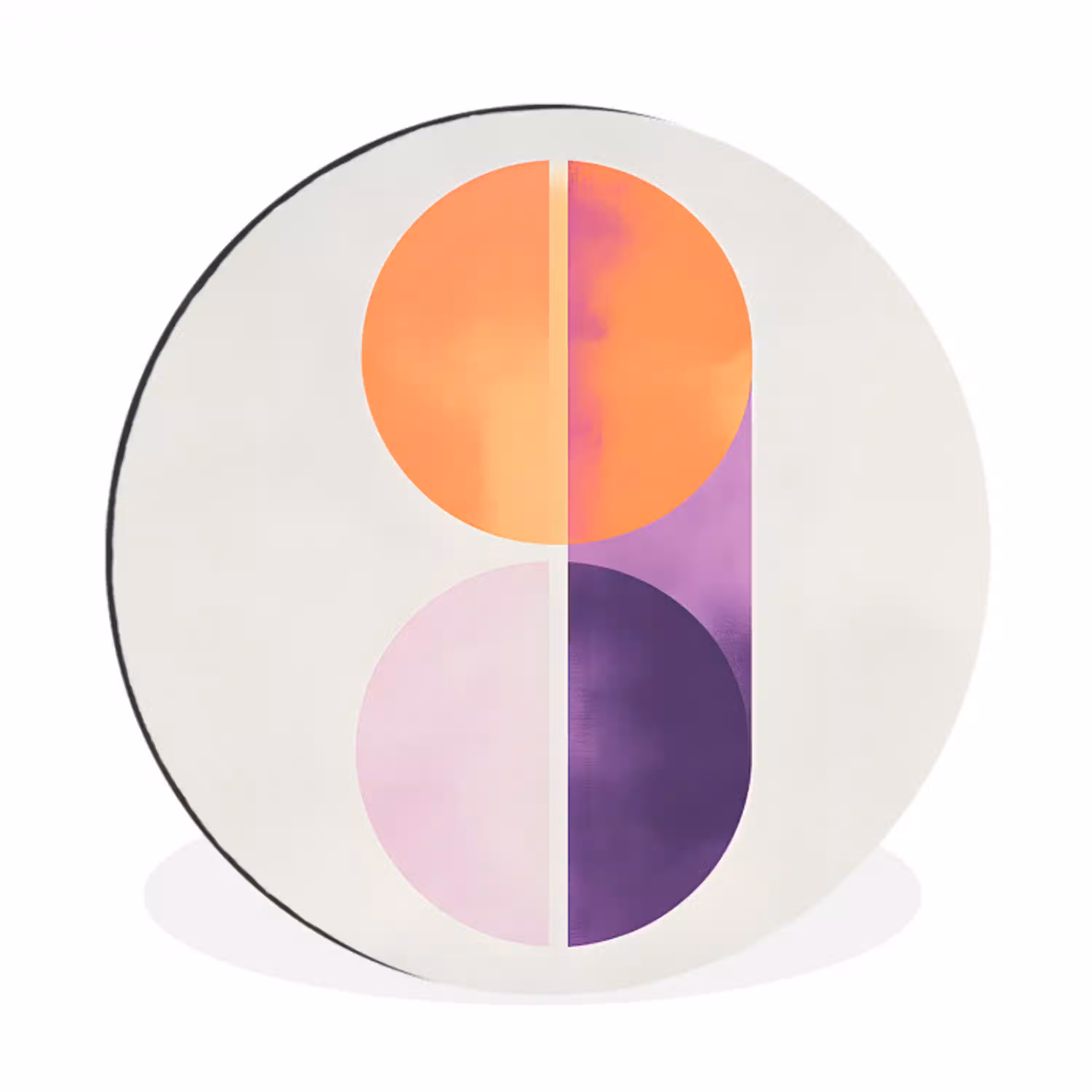 Cirkels - Abstract - Paars Wandcirkel aluminium klein -3d