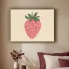 Aardbei - Minimalistisch - Rood - Fruit Textielframe zwart klein -sfeer1
