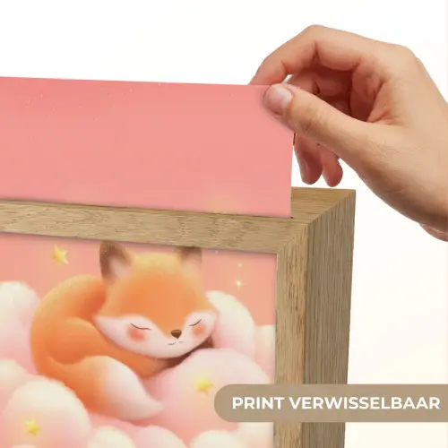 Wolken - Vos - Oranje - Sterren Light Box met kabel (Kinderlampje) klein -USP_websiteprintNL