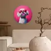 Pink - Hond - Bubbel Wandcirkel plexiglas klein -sfeer1