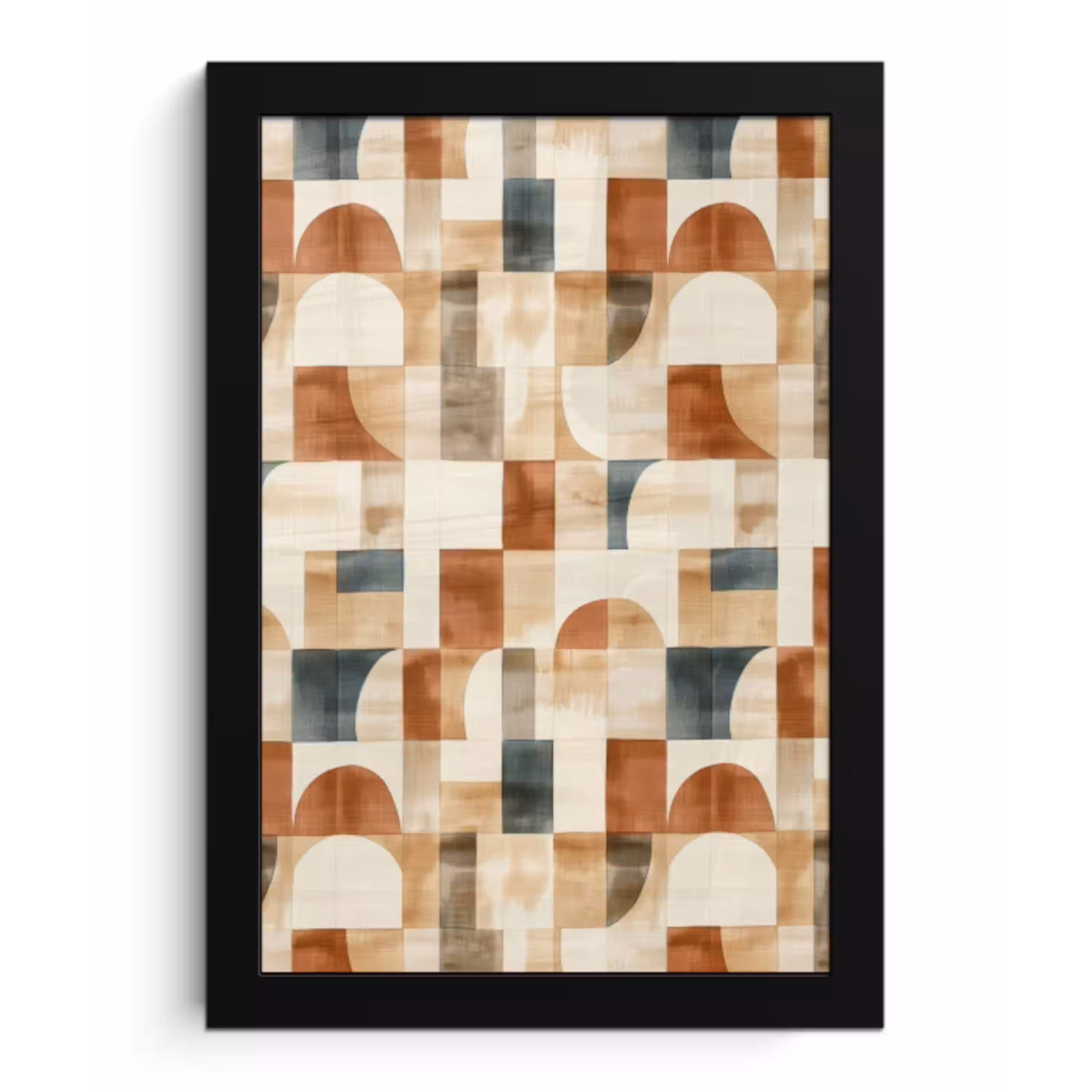 Terracotta - Geometrisch - Aquarel - Textuur fotolijst zwart zonder passe partout klein 224 -3d