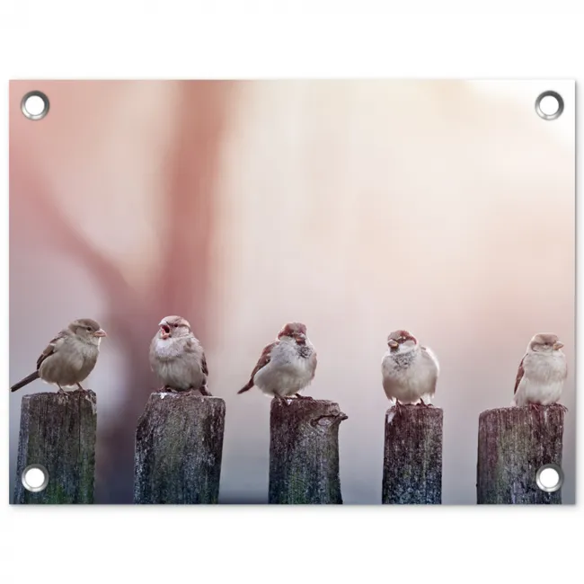 Mussen op Houten Palen tuinposter los doek klein -3d