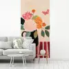 Vaas - Bloemen - Vlinder - Rood fotobehang vinyl groot -woonkamer