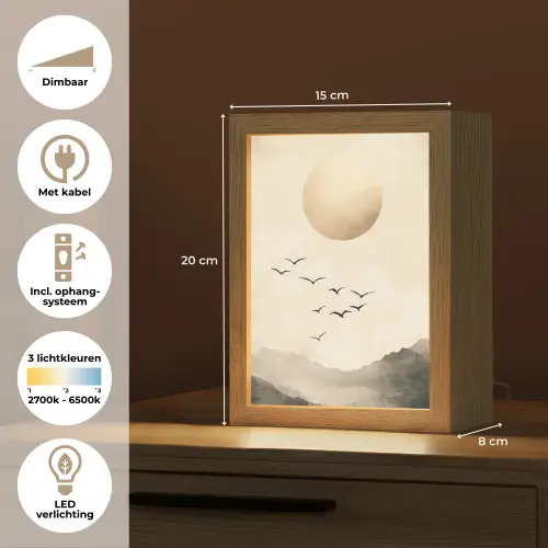 Landschap - Japandi - vogel Light Box met kabel (Tafellamp) klein -USP_NL