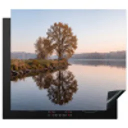Bomen - Reflectie - Water - Zonsopgang - Serene Inductie beschermer vinyl 3mm middel -3d