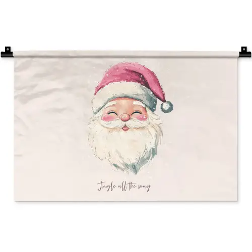 Kerstman - Kerst - Quote - Beige Wandkleed katoen klein -zz3d