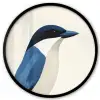 Illustratie - Blauw - Vogel Fotolijst rond zonder passe partout klein -3d