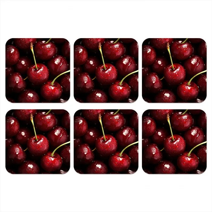Rood - Fruit - Kersen onderzetter kurk middel -3d