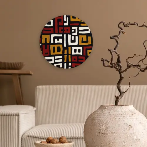 Abstract - Patroon - Rood Wandcirkel kunststof plaat 5mm dik klein -sfeer1