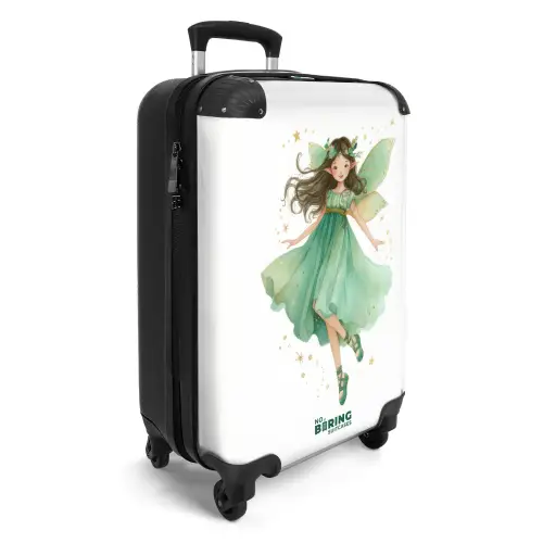 Elf met bruin haar en een groene jurk NBS - Handbagage koffer - Kinderen Unisex middel -productfoto_3d
