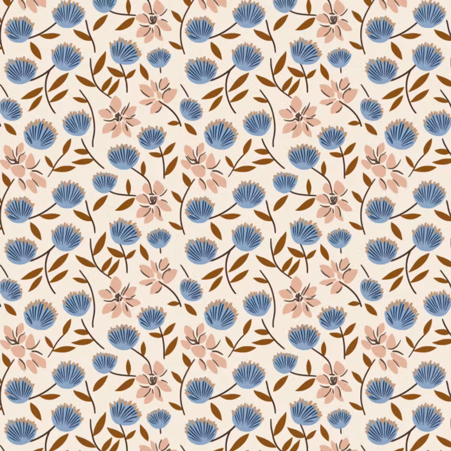 Tapete - Blumen - Wild - Blau