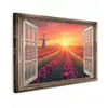 Doorkijk - Tulpen - Zonsondergang - Bloemen - Kleurrijk canvas 2cm klein -z3d