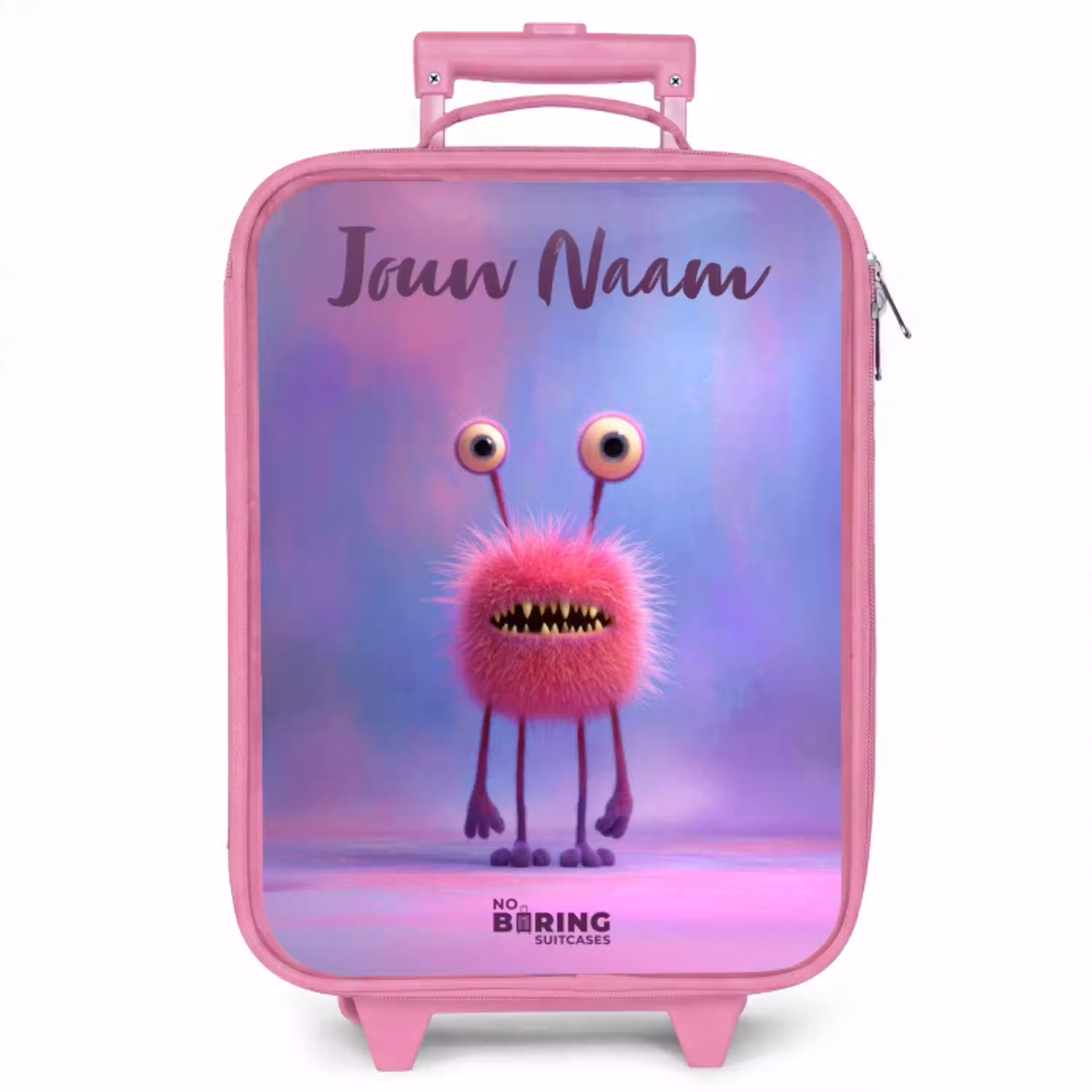 Roze harig monster met grote ogen Kinderkoffer - Roze klein -zzz_website3d
