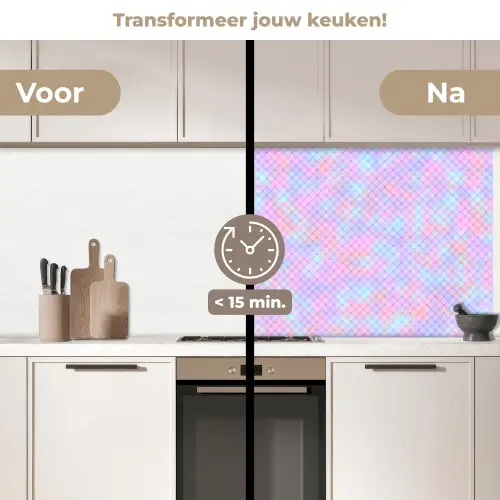 Design - Geometrie - Roze keuken achterwand 2 middel 871 -voor-na2_NL