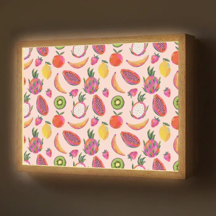Roze - Kleuren - Fruit - Patroon Light Box met batterij (Wandlamp) middel 907 -z3d_website