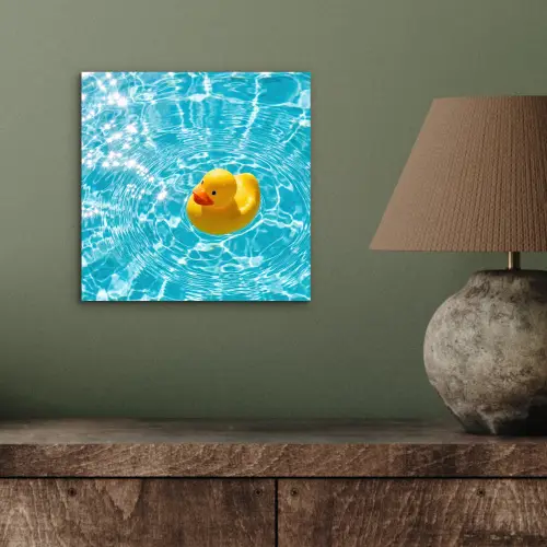 Badeend - Dobberen - Blauw aluminium wit klein -sfeer2