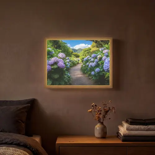 Hortsensia - Pad - Bloemen Light Box met batterij (Wandlamp) middel -sfeer4