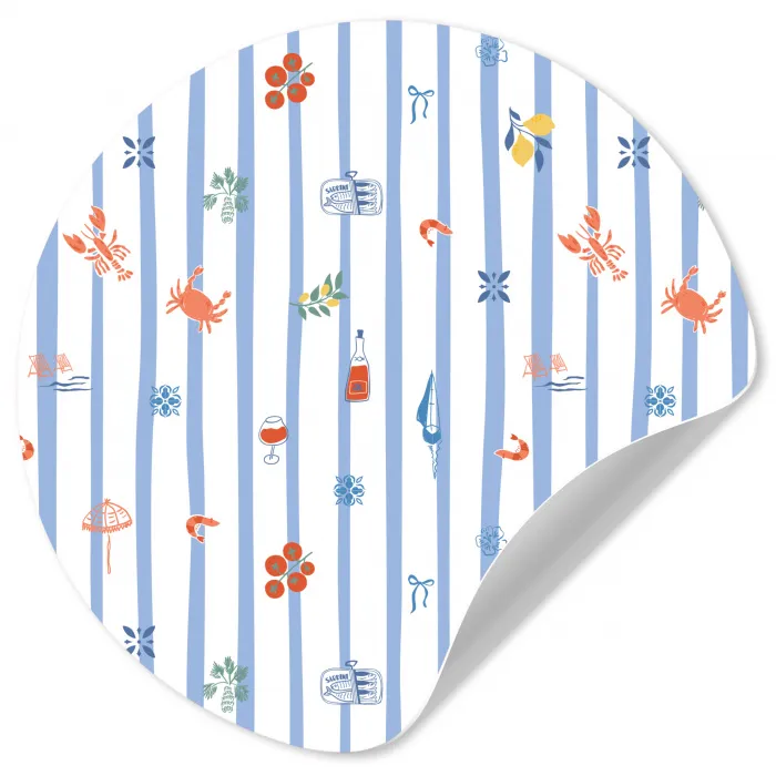 Zee - Sfeer - Strand - Blauw Wandcirkel behangsticker klein 186 -3d