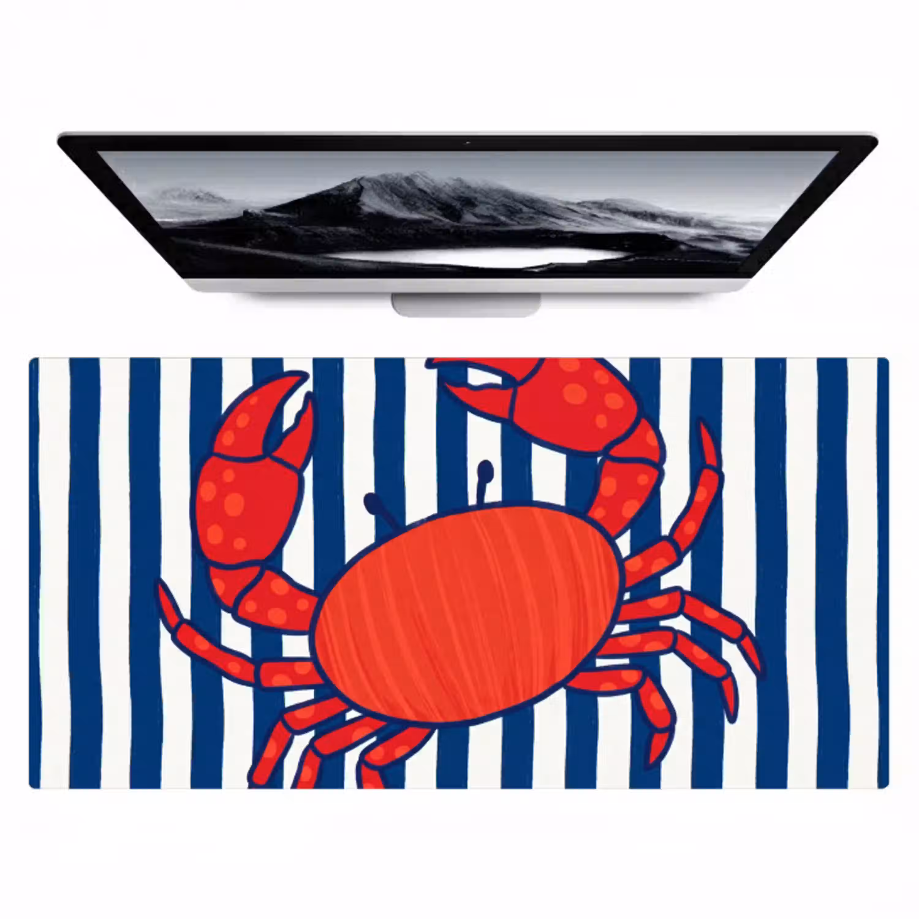 Krab - Strepen - Zeeleven - Illustratie - Rood Muismat XXL klein -zzz3d