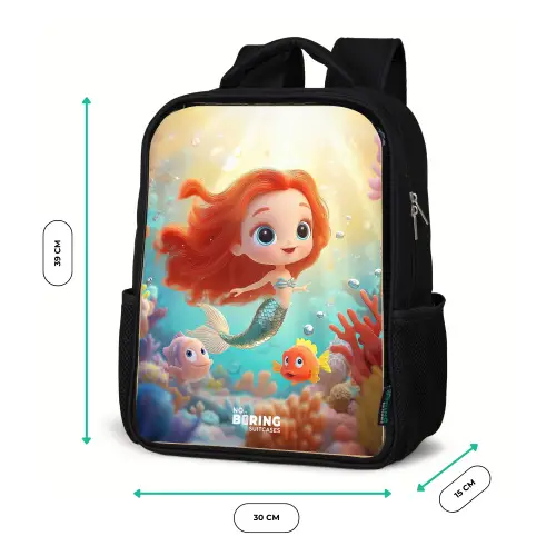 Zeemeermin - Vissen - Koraal Rugzak - Zwart middel -productfoto_formaten