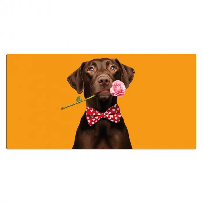 Hond - Oranje - Roos - Valentijn Muismat XXL klein -3d_leeg
