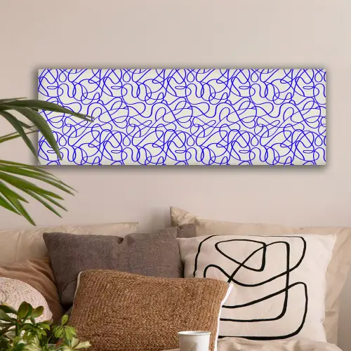 Patronen - Beige - Blauw - Lijnen canvas 2cm klein 828 -sfeer1