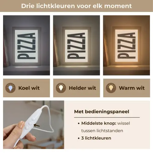 Pizza - Decoratie - Japandi - Vintage Light Box met kabel (Wandlamp) klein -USP_lichtkleurNL