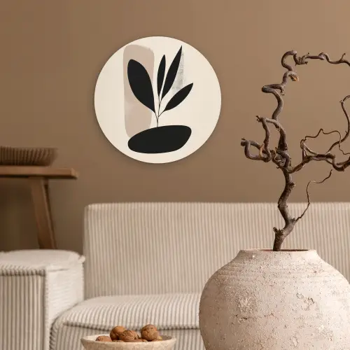 Plant - Beige - Japandi Wandcirkel plexiglas klein -sfeer1