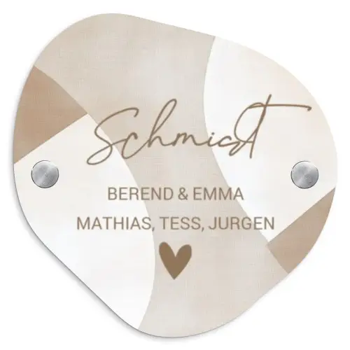 Abstract beige - Sierlijk Naambord Organisch middel -3d