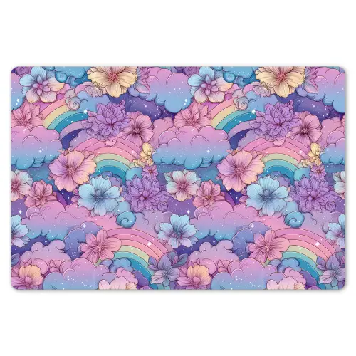 Regenbogen - Bloemen - Kleurrijk - Wolken Placemat vinyl groot -zzsfeer1_Kitchenyeah-website
