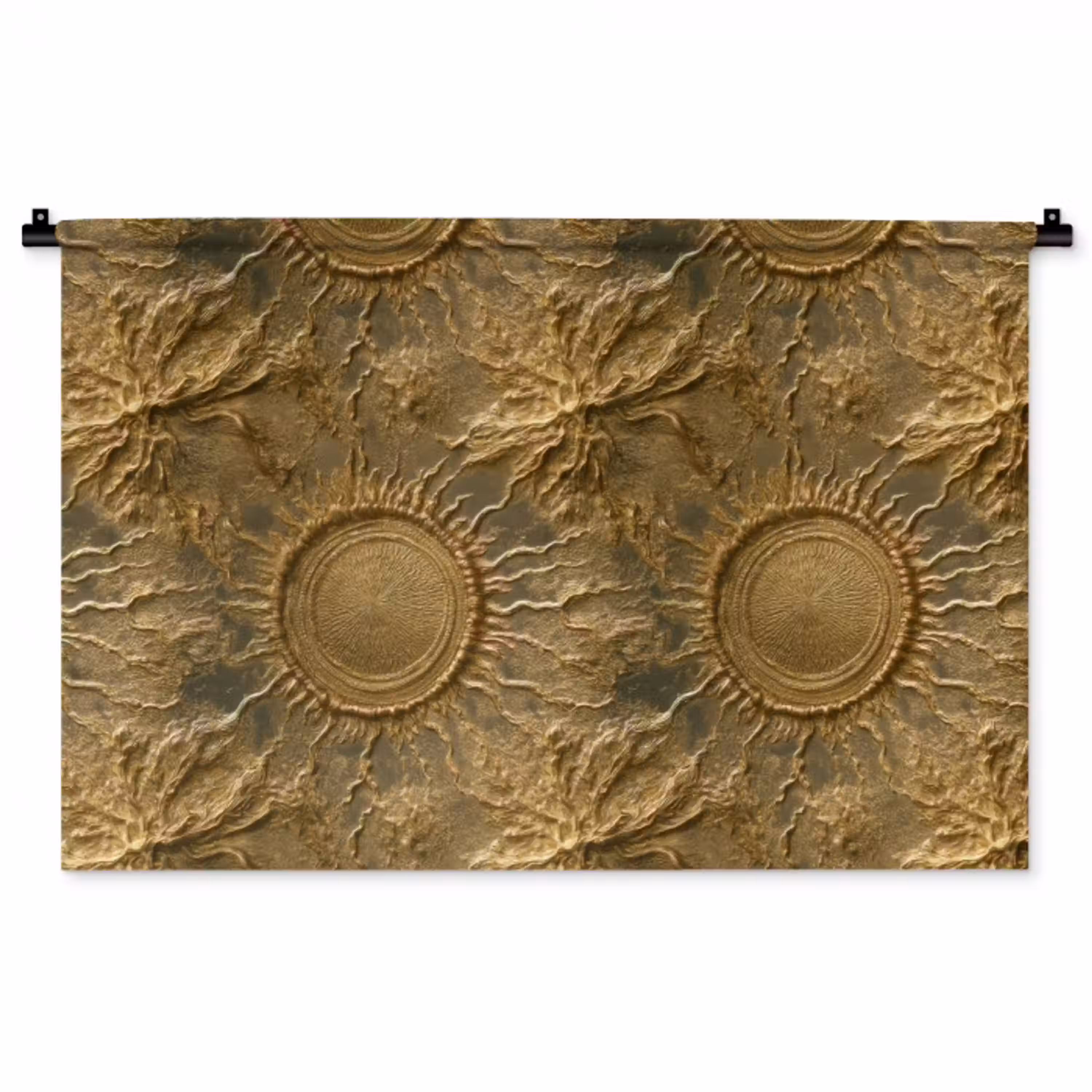 Zon - Reliëf - Antiek - Goud Wandkleed katoen middel 269 -zz3d