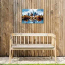 Bomen Frankfurt- Stad - Skyline - Brug Tuinposter op houten frame 2 cm dik klein -sfeer4