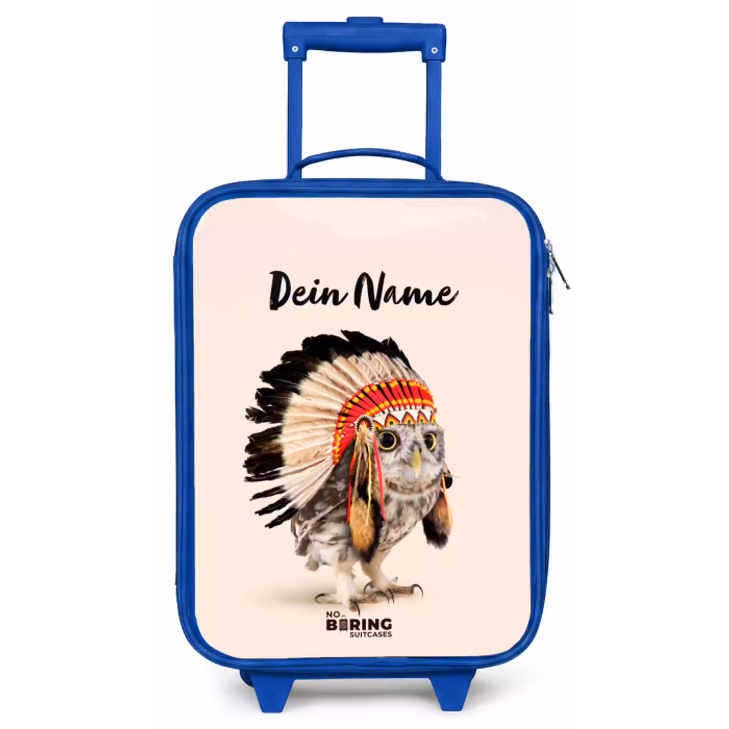 Uil als Indiaan Kinderkoffer - Blauw klein -zz3dotto