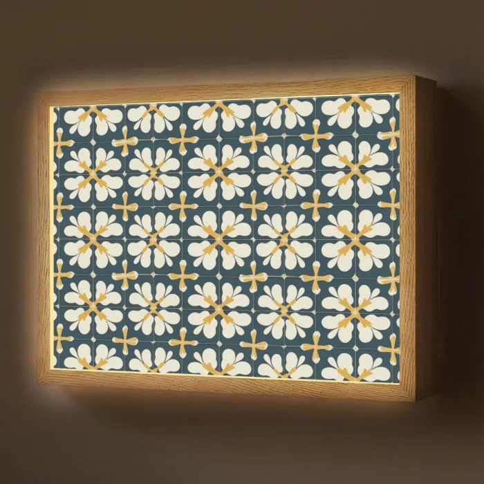 Motief - Tegel - Okergeel Light Box met batterij (Wandlamp) middel 907 -z3d_website