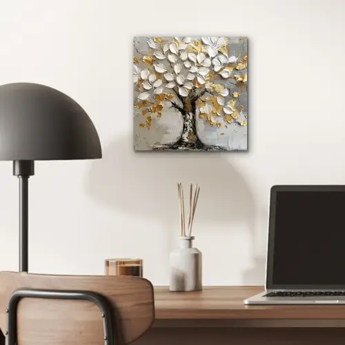 Boom - Beige - Grijs - Goud - Abstract aluminium wit klein -sfeer5