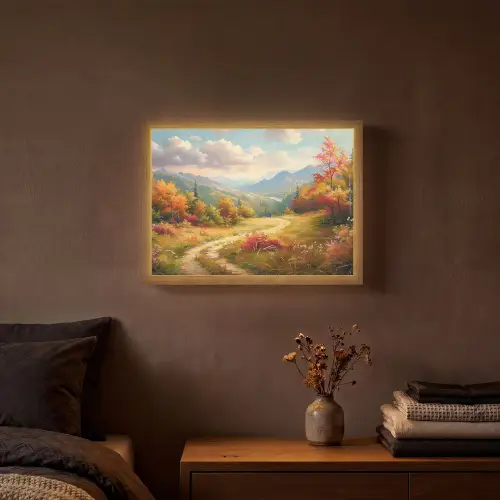 Landschap - Illustratie - Natuur Light Box met batterij (Wandlamp) middel -sfeer4