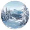 Sneeuw - Winter - Landschap - Bergen Wandcirkel kunststof plaat 5mm dik klein -3d