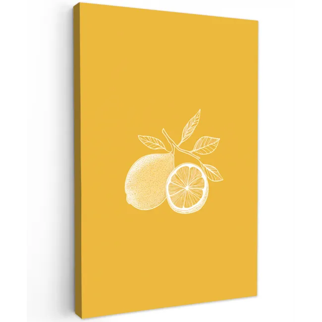 Citroenen - Illustratie - Minimalistisch - Geel Tuinposter op houten frame 2 cm dik klein -3d