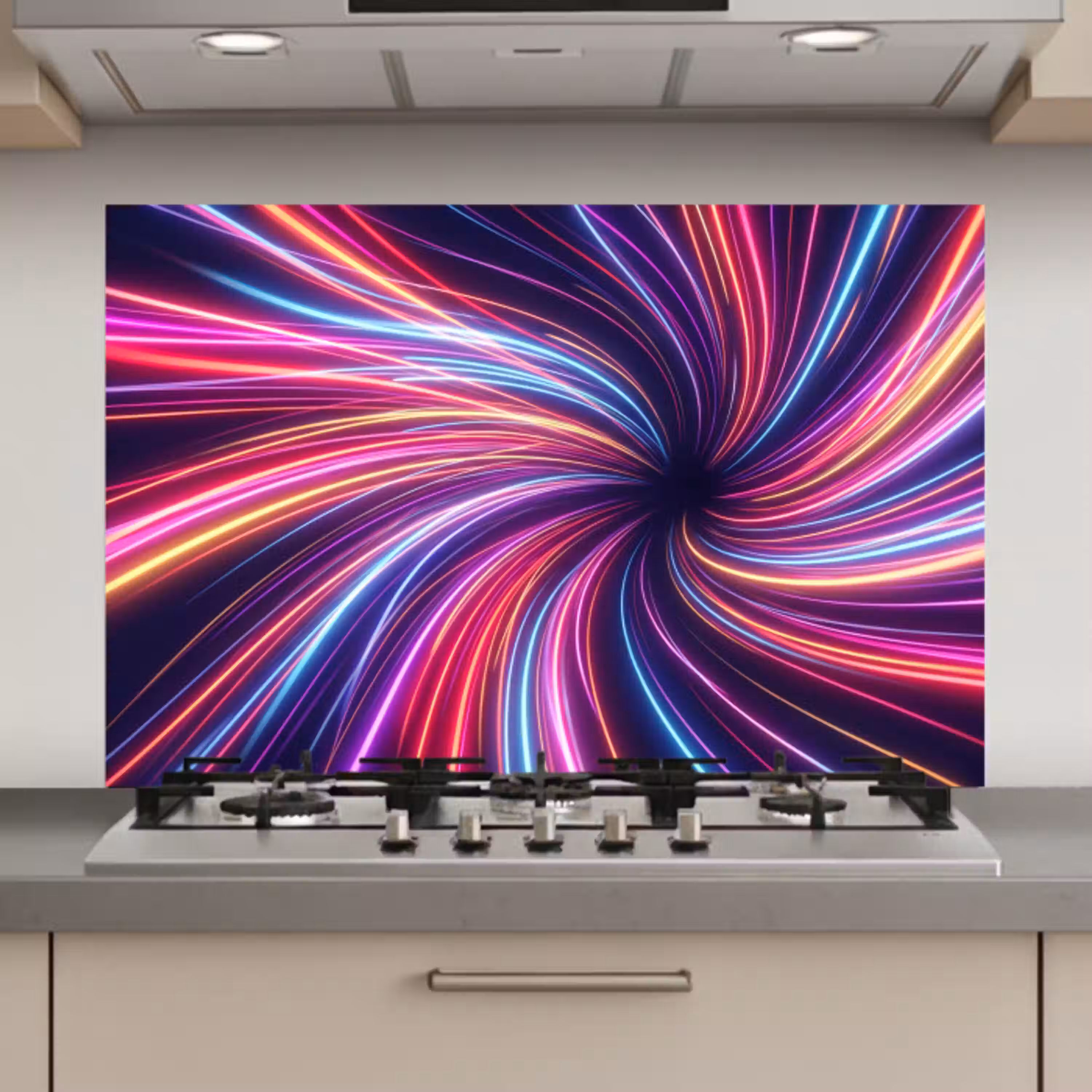Abstract - Swirl - Futuristic - Neon keuken achterwand spatscherm klein -3d_website