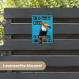 Vogel - Toekan - Blauw - Quotes tuinposter los doek klein -sfeer3