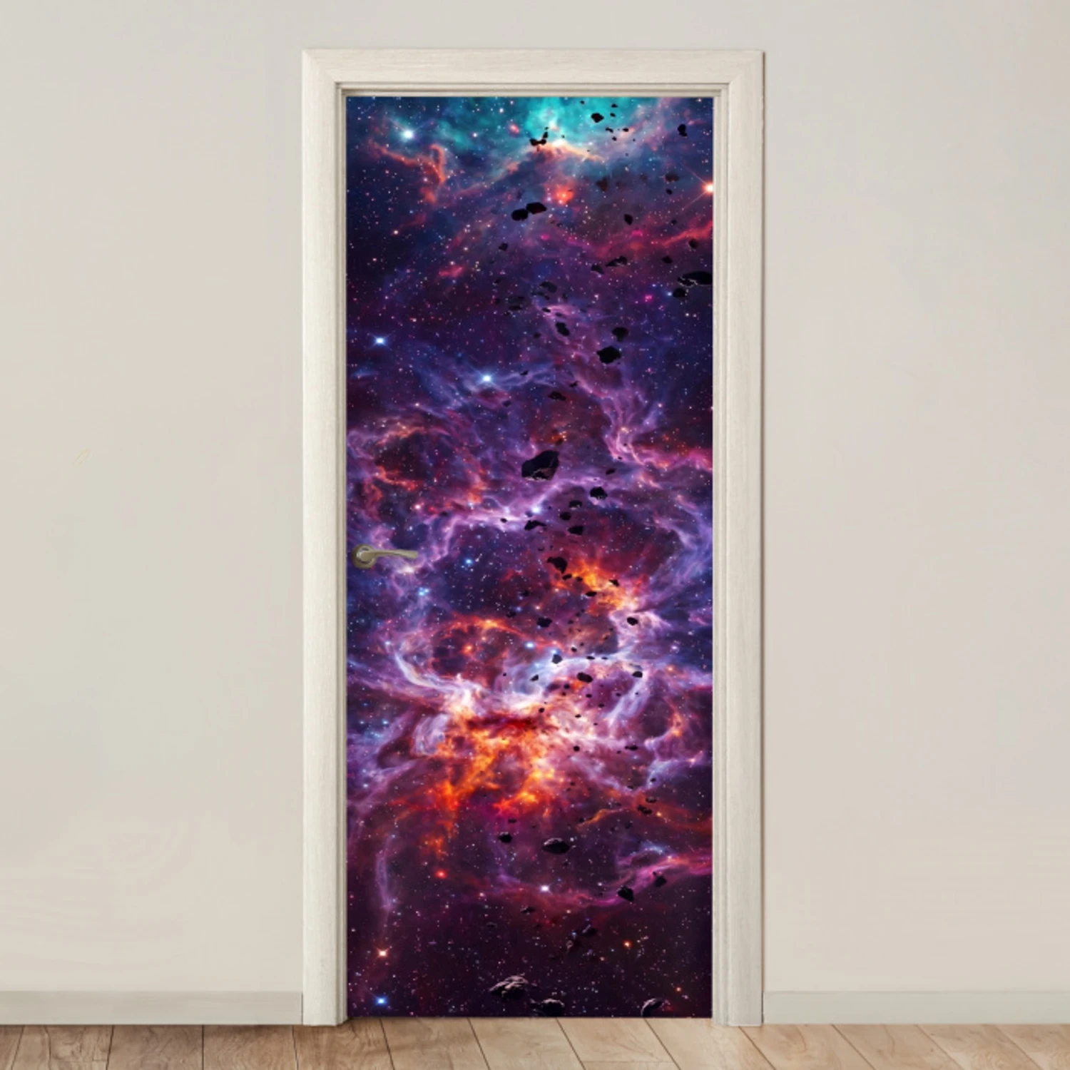 Space - Stars - Abstract - Colorful deurposter klein -3d_beige