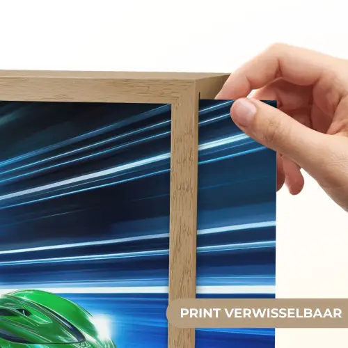 Groene racewagen - Blauw - Neon - Licht Light Box met batterij (Wandlamp kind) middel -USP_websiteprintNL