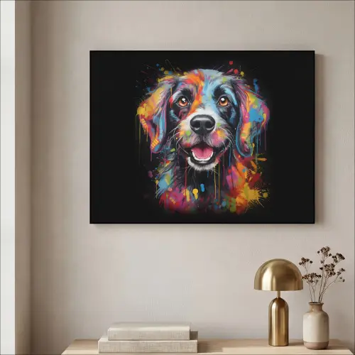 Graffiti - Hond - Zwart - Kleuren Textielframe zwart klein -sfeer2