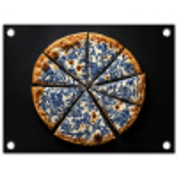 Pizza - Eten - Delftsblauw tuinposter los doek klein -3d