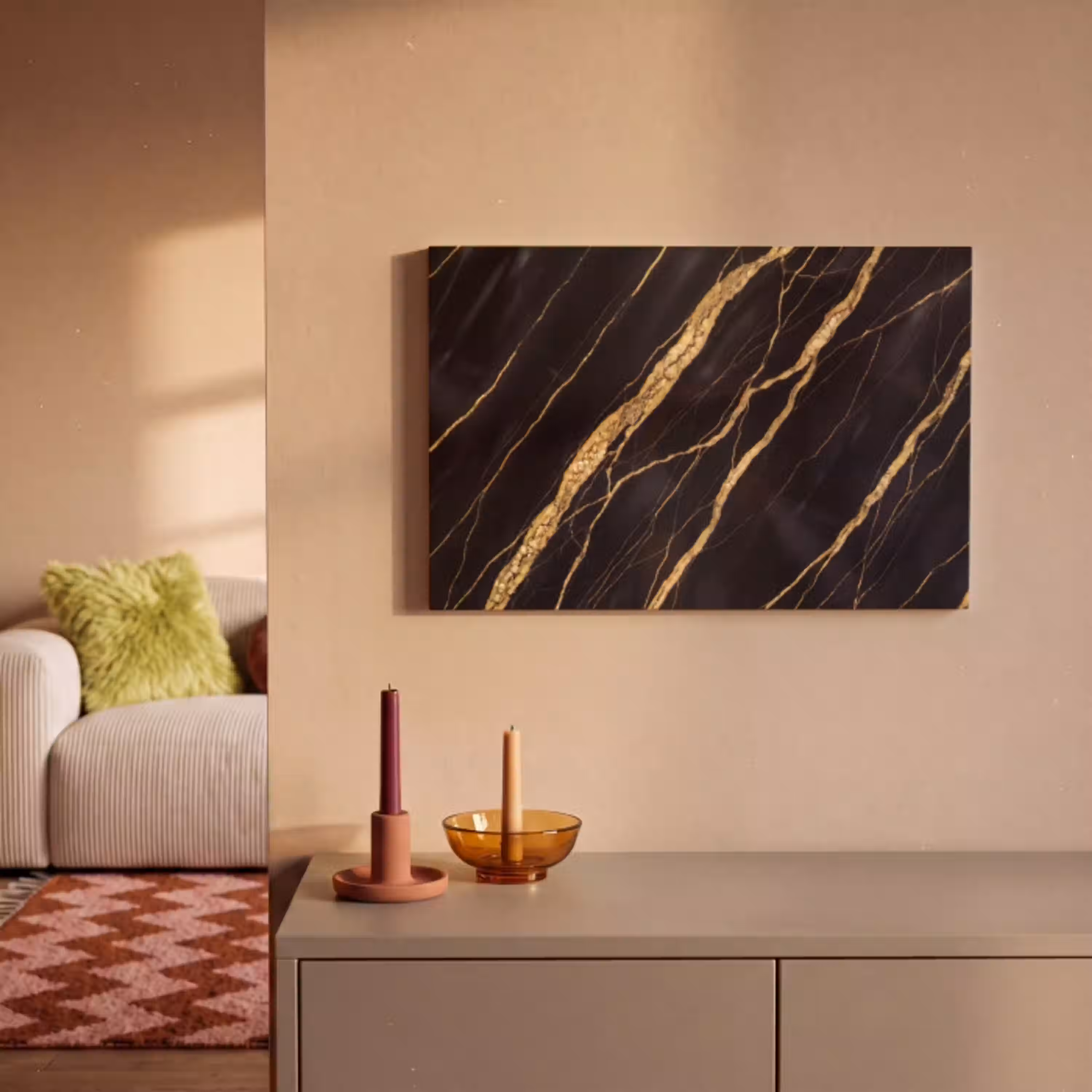 Marmer - Goud - Textuur - Abstract - Zwart canvas 2cm klein -sfeer1