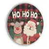 Kerstman - Rendier - Tekst - Rood - Zwart Akoestische PET Vilt - Rond klein -3d