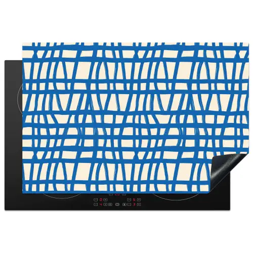 Ruitpatroon - Blauw - Crème Inductie beschermer vinyl 3mm klein 276 -3d