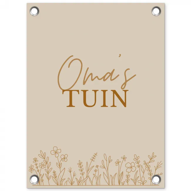 Oma's Tuin met bloemen tuinposter los doek klein -3d