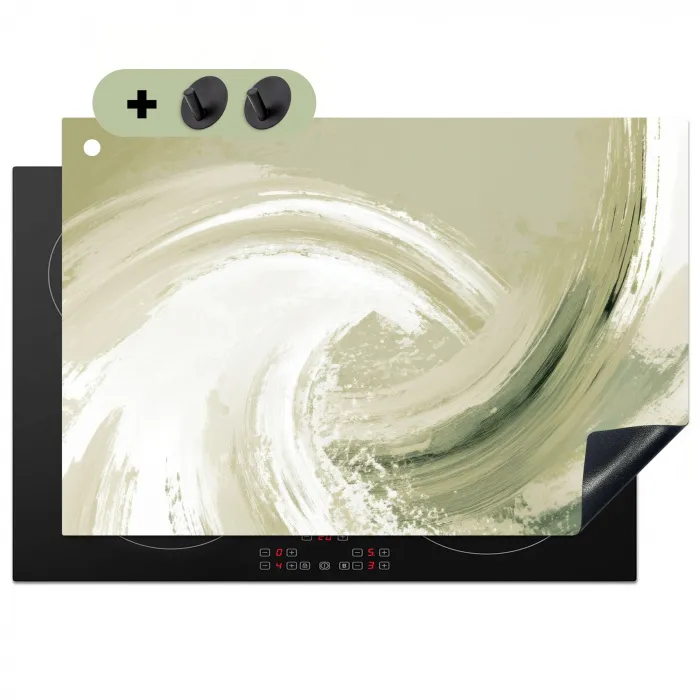 Abstract - Penseelstreken - Golven - Groen Inductie beschemer met haakjes klein -3d
